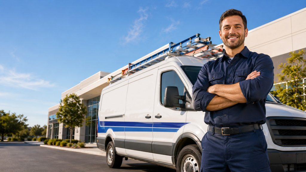 hvac worker with truck